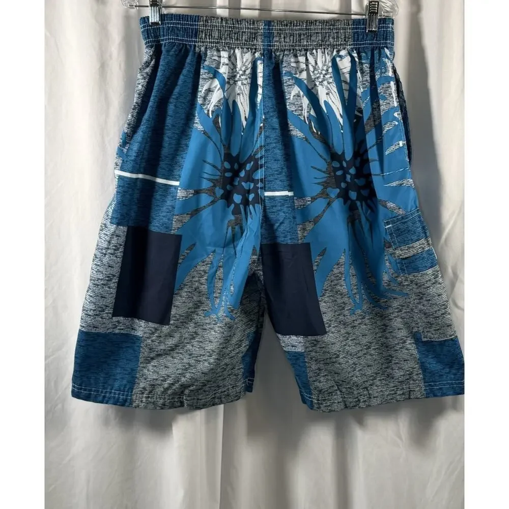 NBN Gear Men's Swim Shorts Trunks Surf Beach Resort Blue Gray White XL 87-39 - Picture 10 of 15